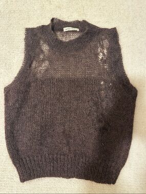 Paloma wool Brown Fluffy Mohair Blend Sleeveless Sweater Vest